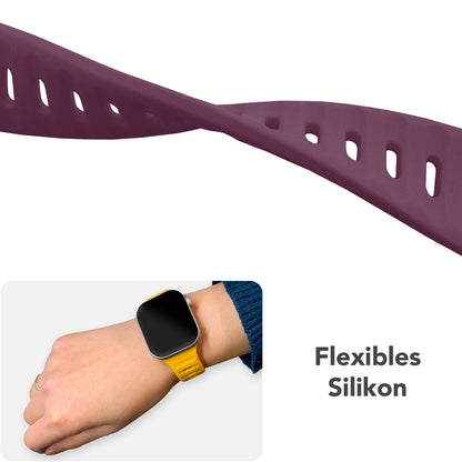NALIA Motion Silikon Armband kompatibel mit Apple Watch Armband iWatch Series SE/10/9/8/7/6/5/4/3/2/1, 38/40/41/42mm, Ersatzarmband Soft Sportarmband mit Steck-Pin Verschluss