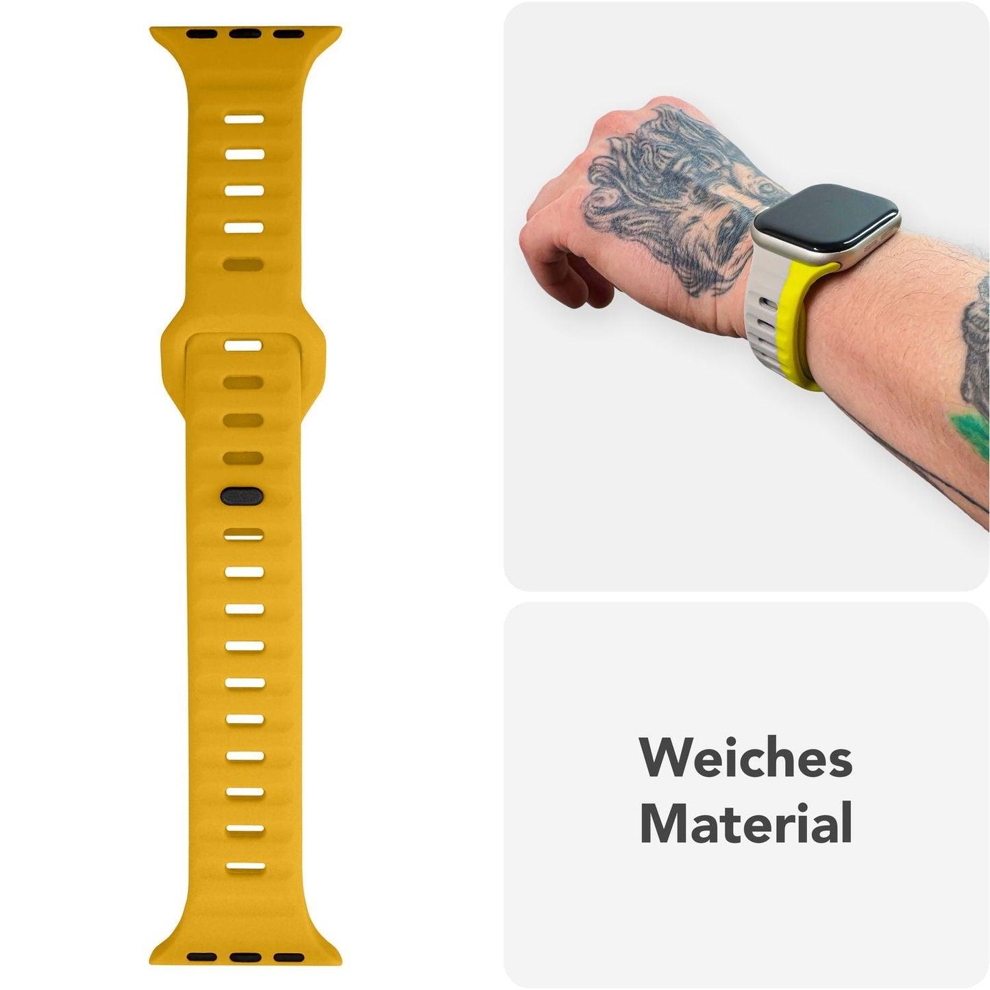 NALIA Motion Silikon Armband kompatibel mit Apple Watch Armband iWatch Series SE/10/9/8/7/6/5/4/3/2/1, 38/40/41/42mm, Ersatzarmband Soft Sportarmband mit Steck-Pin Verschluss