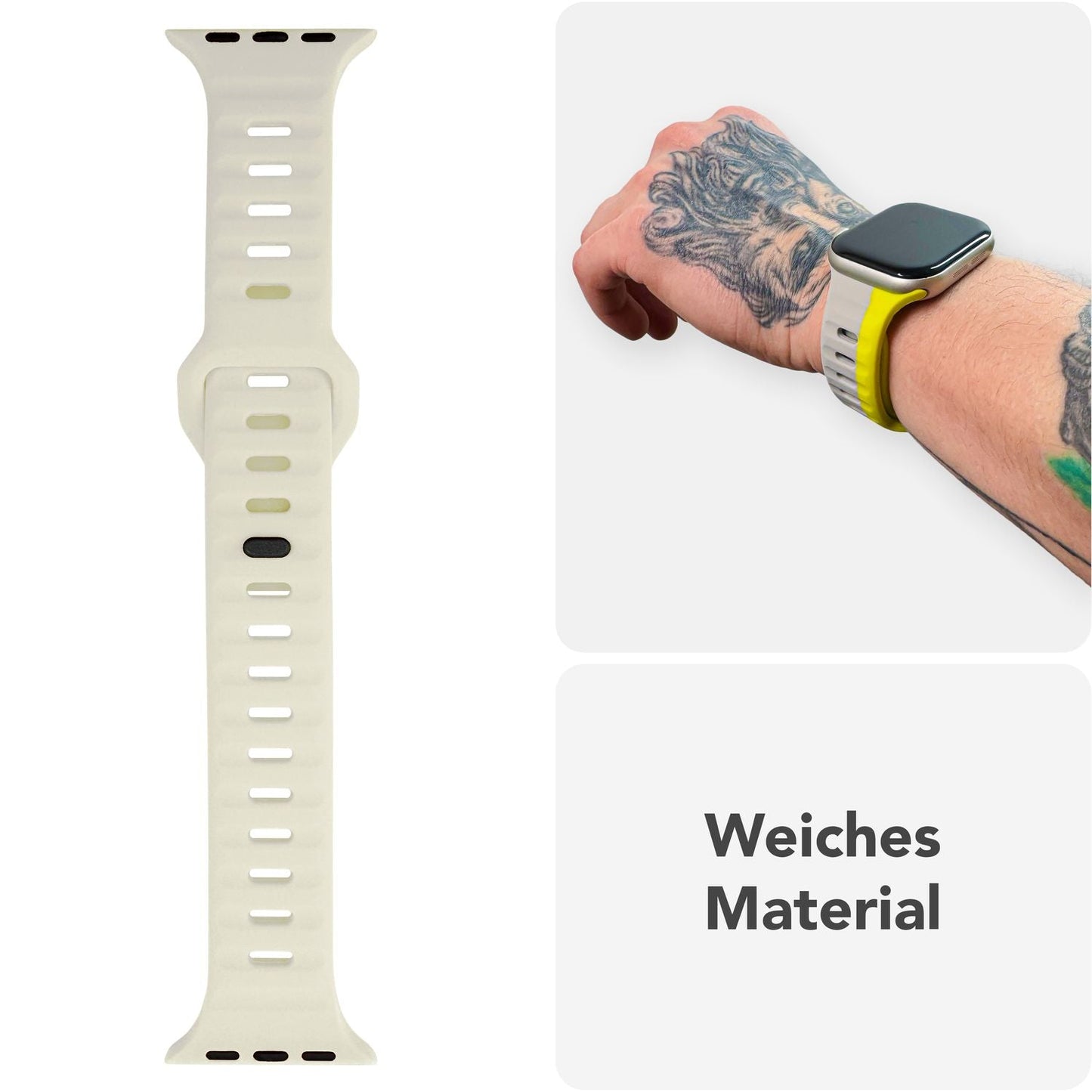 NALIA Motion Silikon Armband kompatibel mit Apple Watch Armband iWatch Series SE/10/9/8/7/6/5/4/3/2/1, 38/40/41/42mm, Ersatzarmband Soft Sportarmband mit Steck-Pin Verschluss
