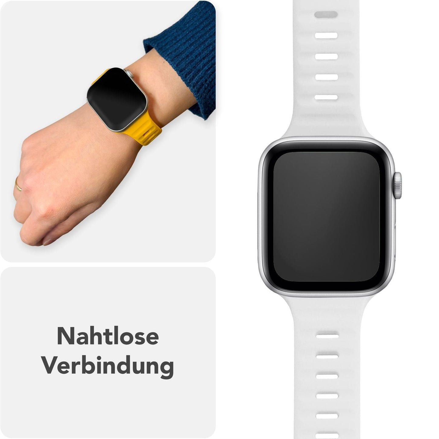 NALIA Motion Silikon Armband kompatibel mit Apple Watch Armband iWatch Series SE/10/9/8/7/6/5/4/3/2/1, 38/40/41/42mm, Ersatzarmband Soft Sportarmband mit Steck-Pin Verschluss