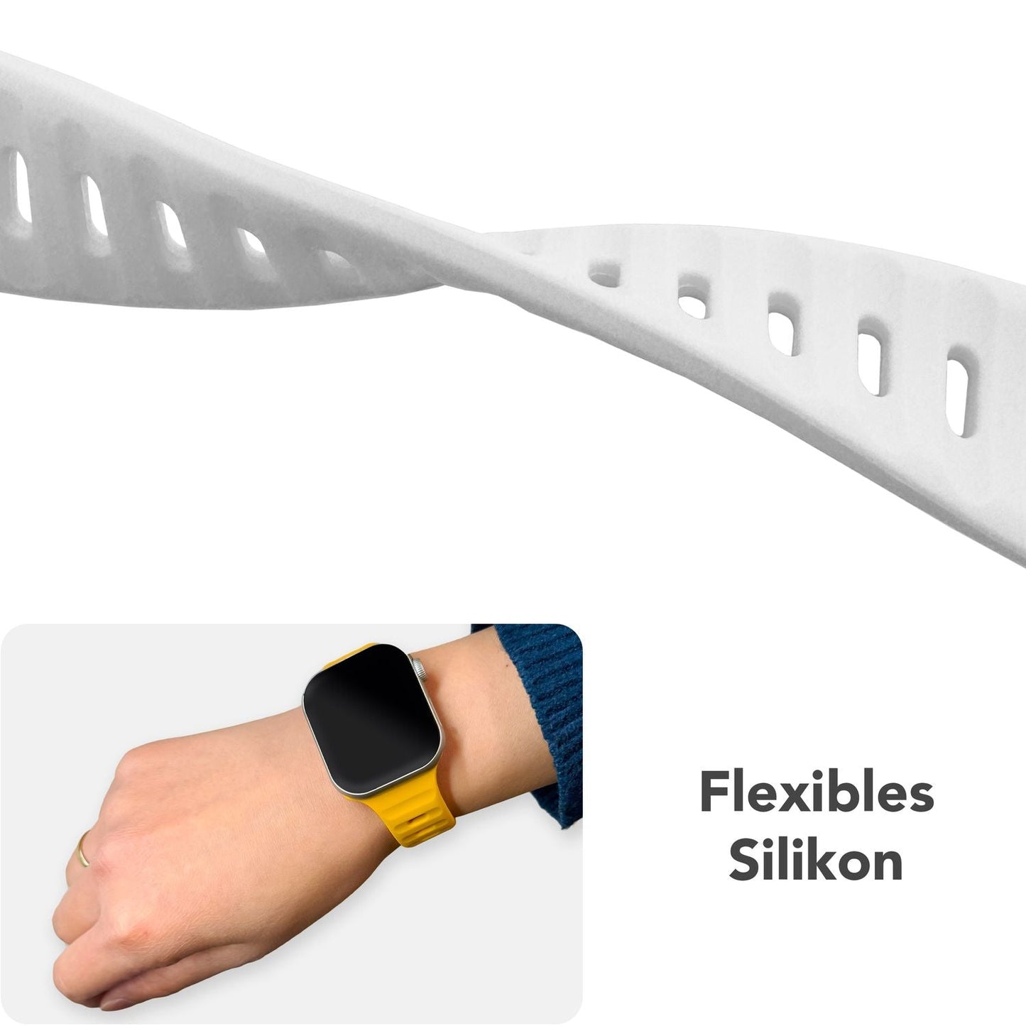 NALIA Motion Silikon Armband kompatibel mit Apple Watch Armband iWatch Series SE/10/9/8/7/6/5/4/3/2/1, 38/40/41/42mm, Ersatzarmband Soft Sportarmband mit Steck-Pin Verschluss