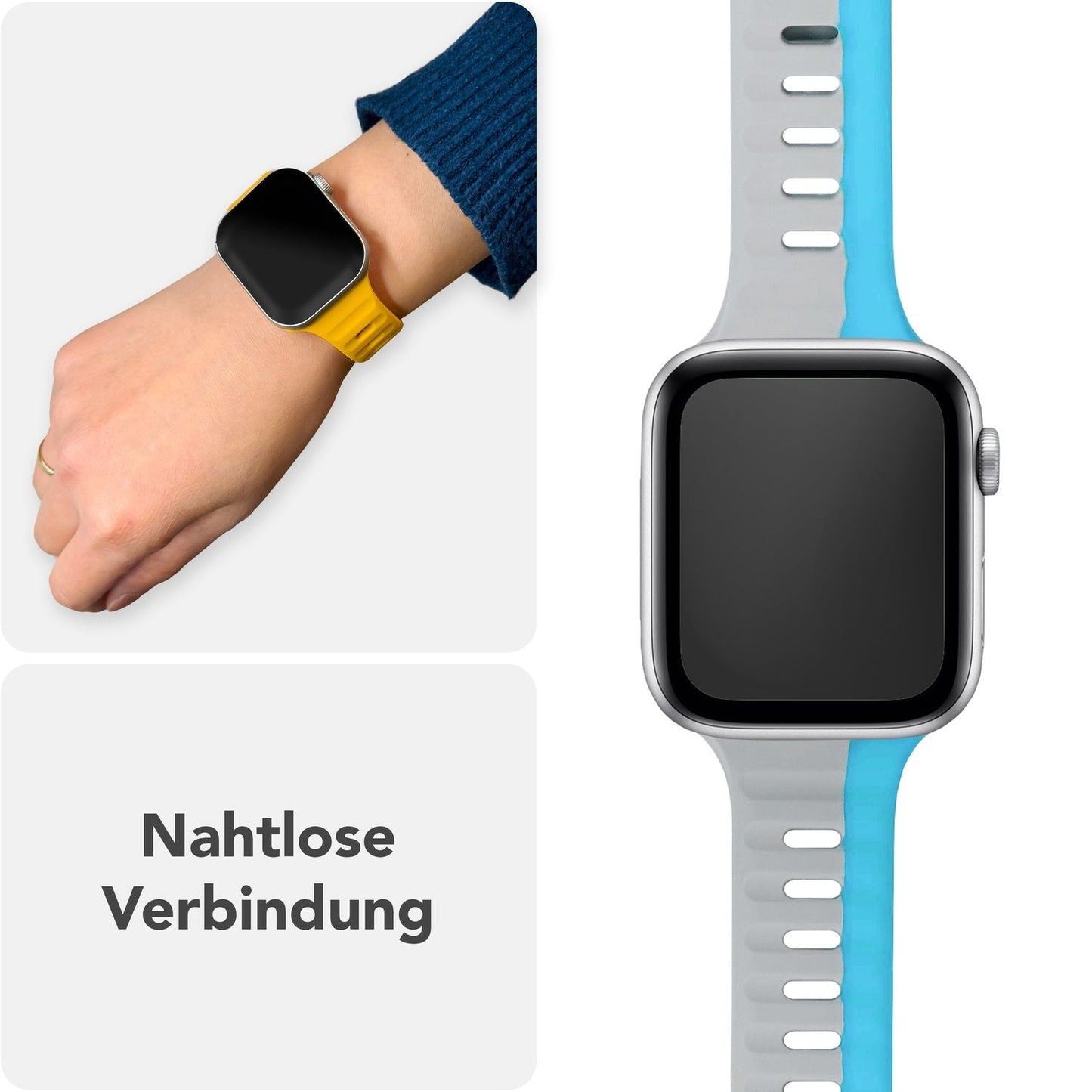 NALIA Motion Silikon Armband kompatibel mit Apple Watch Armband iWatch Series SE/10/9/8/7/6/5/4/3/2/1, 38/40/41/42mm, Ersatzarmband Soft Sportarmband mit Steck-Pin Verschluss