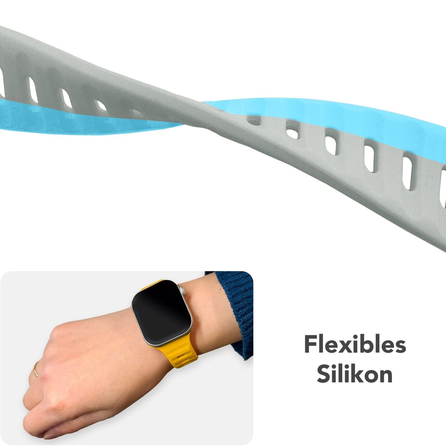NALIA Motion Silikon Armband kompatibel mit Apple Watch Armband iWatch Series SE/10/9/8/7/6/5/4/3/2/1, 38/40/41/42mm, Ersatzarmband Soft Sportarmband mit Steck-Pin Verschluss