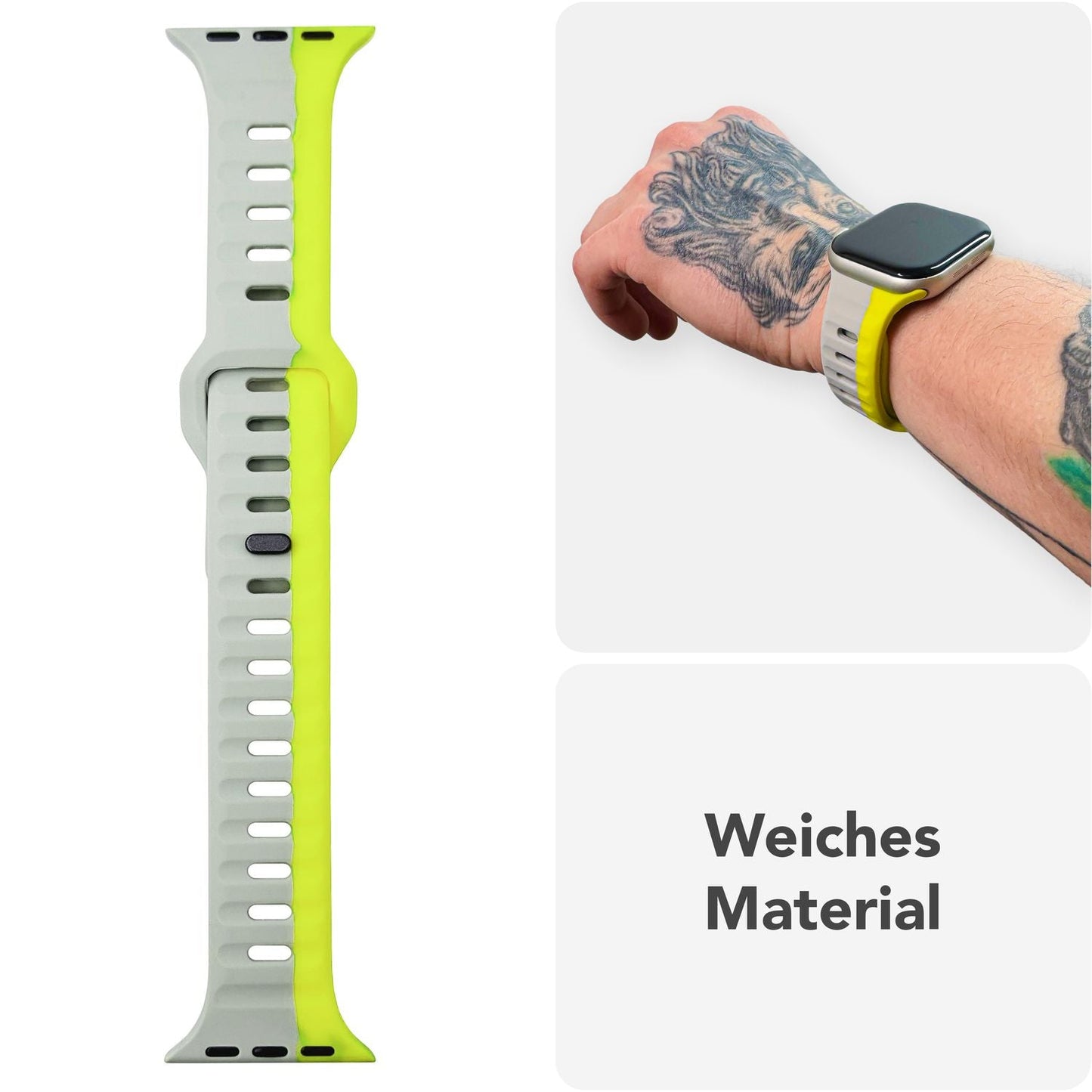 NALIA Motion Silikon Armband kompatibel mit Apple Watch Armband iWatch Series SE/10/9/8/7/6/5/4/3/2/1, 38/40/41/42mm, Ersatzarmband Soft Sportarmband mit Steck-Pin Verschluss