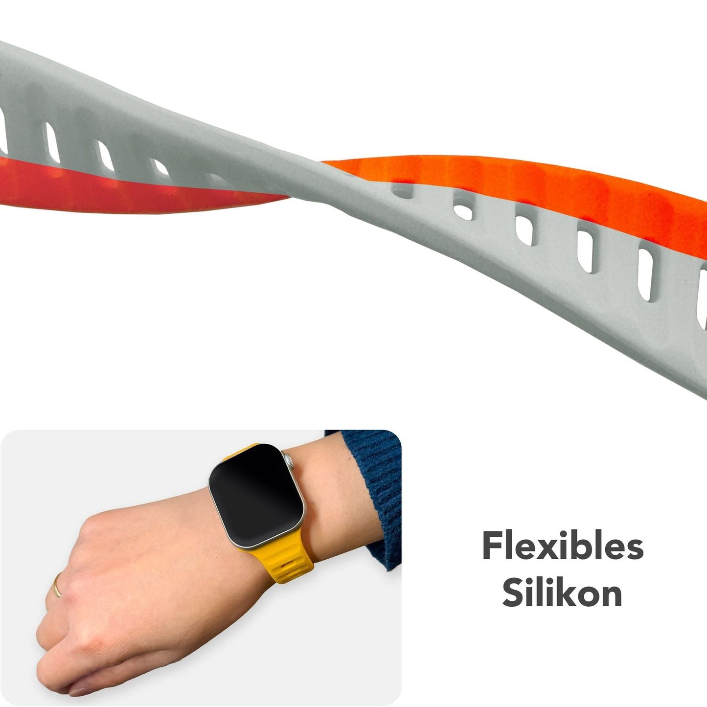NALIA Motion Silikon Armband kompatibel mit Apple Watch Armband iWatch Series SE/10/9/8/7/6/5/4/3/2/1, 38/40/41/42mm, Ersatzarmband Soft Sportarmband mit Steck-Pin Verschluss