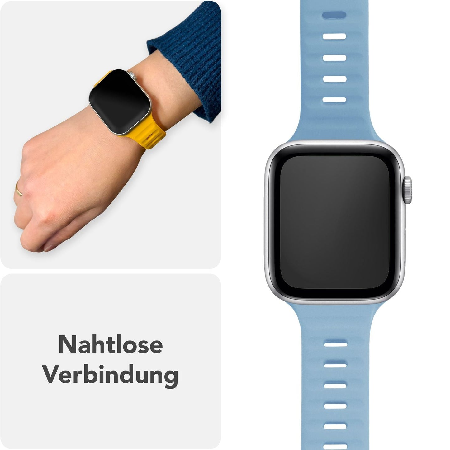 NALIA Motion Silikon Armband kompatibel mit Apple Watch Armband iWatch Series SE/10/9/8/7/6/5/4/3/2/1, 38/40/41/42mm, Ersatzarmband Soft Sportarmband mit Steck-Pin Verschluss