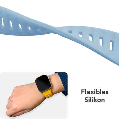 NALIA Motion Silikon Armband kompatibel mit Apple Watch Armband iWatch Series SE/10/9/8/7/6/5/4/3/2/1, 38/40/41/42mm, Ersatzarmband Soft Sportarmband mit Steck-Pin Verschluss