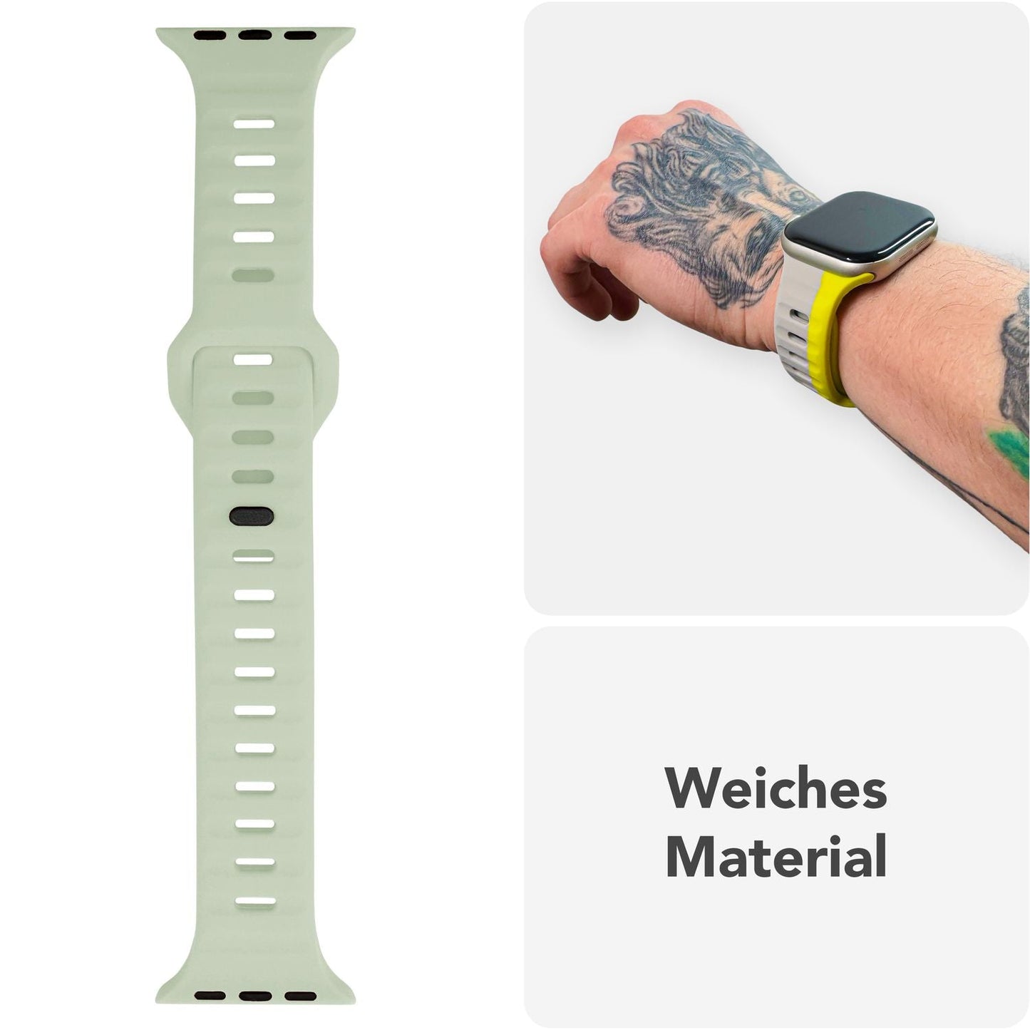 NALIA Motion Silikon Armband kompatibel mit Apple Watch Armband iWatch Series SE/10/9/8/7/6/5/4/3/2/1, 38/40/41/42mm, Ersatzarmband Soft Sportarmband mit Steck-Pin Verschluss
