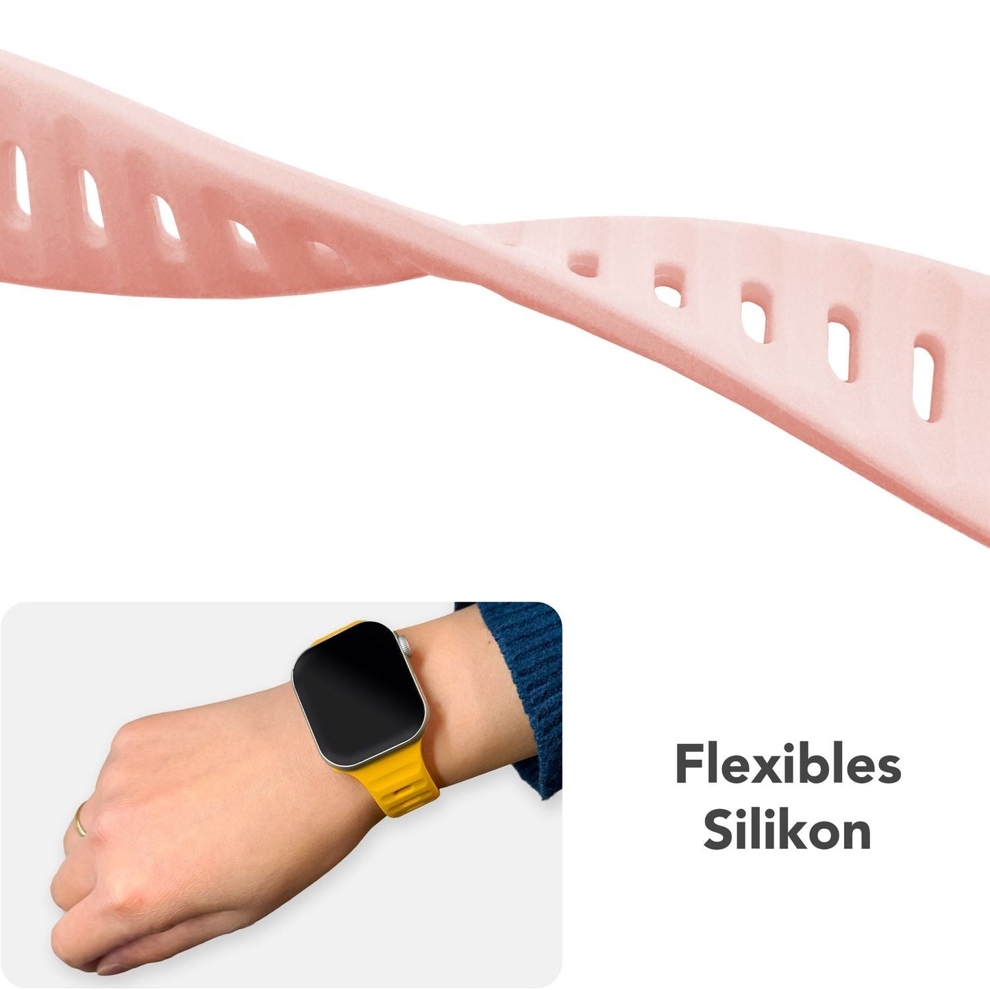 NALIA Motion Silikon Armband kompatibel mit Apple Watch Armband iWatch Series SE/10/9/8/7/6/5/4/3/2/1, 38/40/41/42mm, Ersatzarmband Soft Sportarmband mit Steck-Pin Verschluss