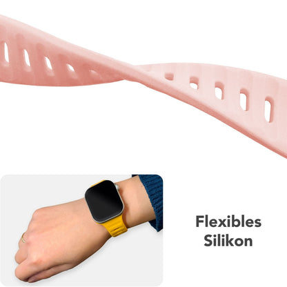 NALIA Motion Silikon Armband kompatibel mit Apple Watch Armband iWatch Series SE/10/9/8/7/6/5/4/3/2/1, 38/40/41/42mm, Ersatzarmband Soft Sportarmband mit Steck-Pin Verschluss
