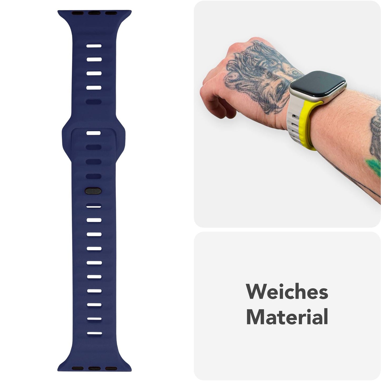 NALIA Motion Silikon Armband kompatibel mit Apple Watch Armband iWatch Series SE/10/9/8/7/6/5/4/3/2/1, 38/40/41/42mm, Ersatzarmband Soft Sportarmband mit Steck-Pin Verschluss