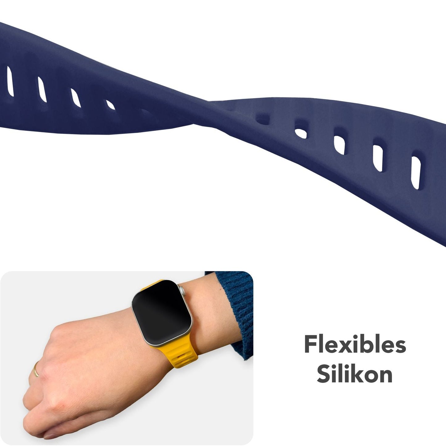 NALIA Motion Silikon Armband kompatibel mit Apple Watch Armband iWatch Series SE/10/9/8/7/6/5/4/3/2/1, 38/40/41/42mm, Ersatzarmband Soft Sportarmband mit Steck-Pin Verschluss