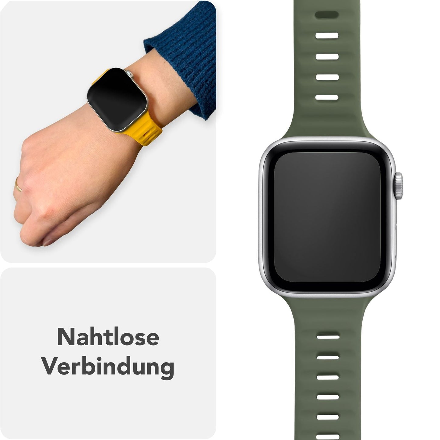 NALIA Motion Silikon Armband kompatibel mit Apple Watch Armband iWatch Series SE/10/9/8/7/6/5/4/3/2/1, 38/40/41/42mm, Ersatzarmband Soft Sportarmband mit Steck-Pin Verschluss
