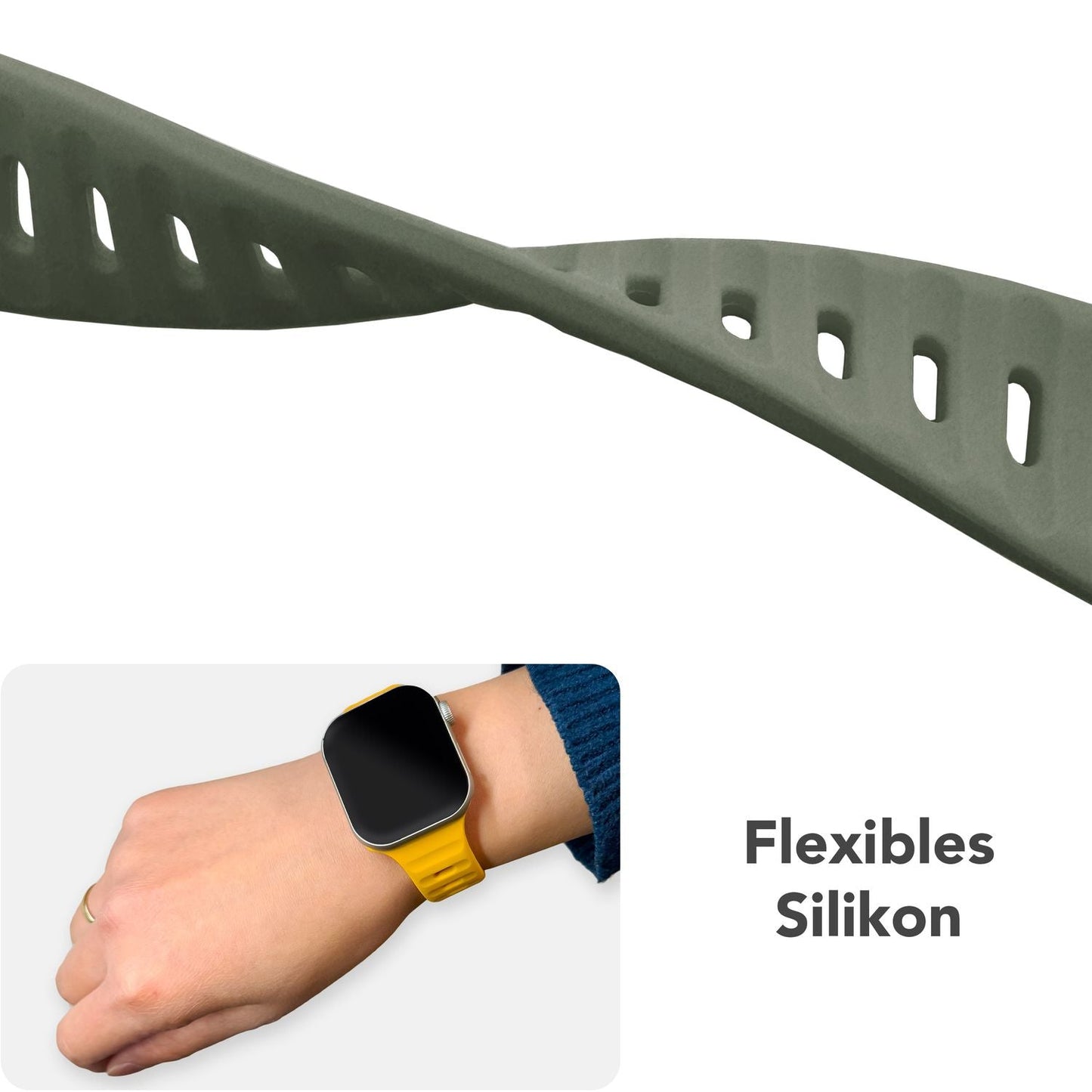 NALIA Motion Silikon Armband kompatibel mit Apple Watch Armband iWatch Series SE/10/9/8/7/6/5/4/3/2/1, 38/40/41/42mm, Ersatzarmband Soft Sportarmband mit Steck-Pin Verschluss