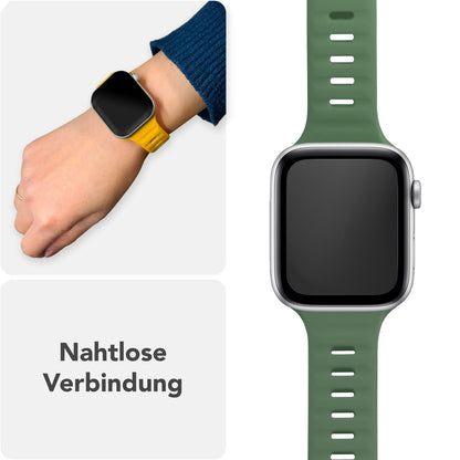 NALIA Motion Silikon Armband kompatibel mit Apple Watch Armband iWatch Series SE/10/9/8/7/6/5/4/3/2/1, 38/40/41/42mm, Ersatzarmband Soft Sportarmband mit Steck-Pin Verschluss