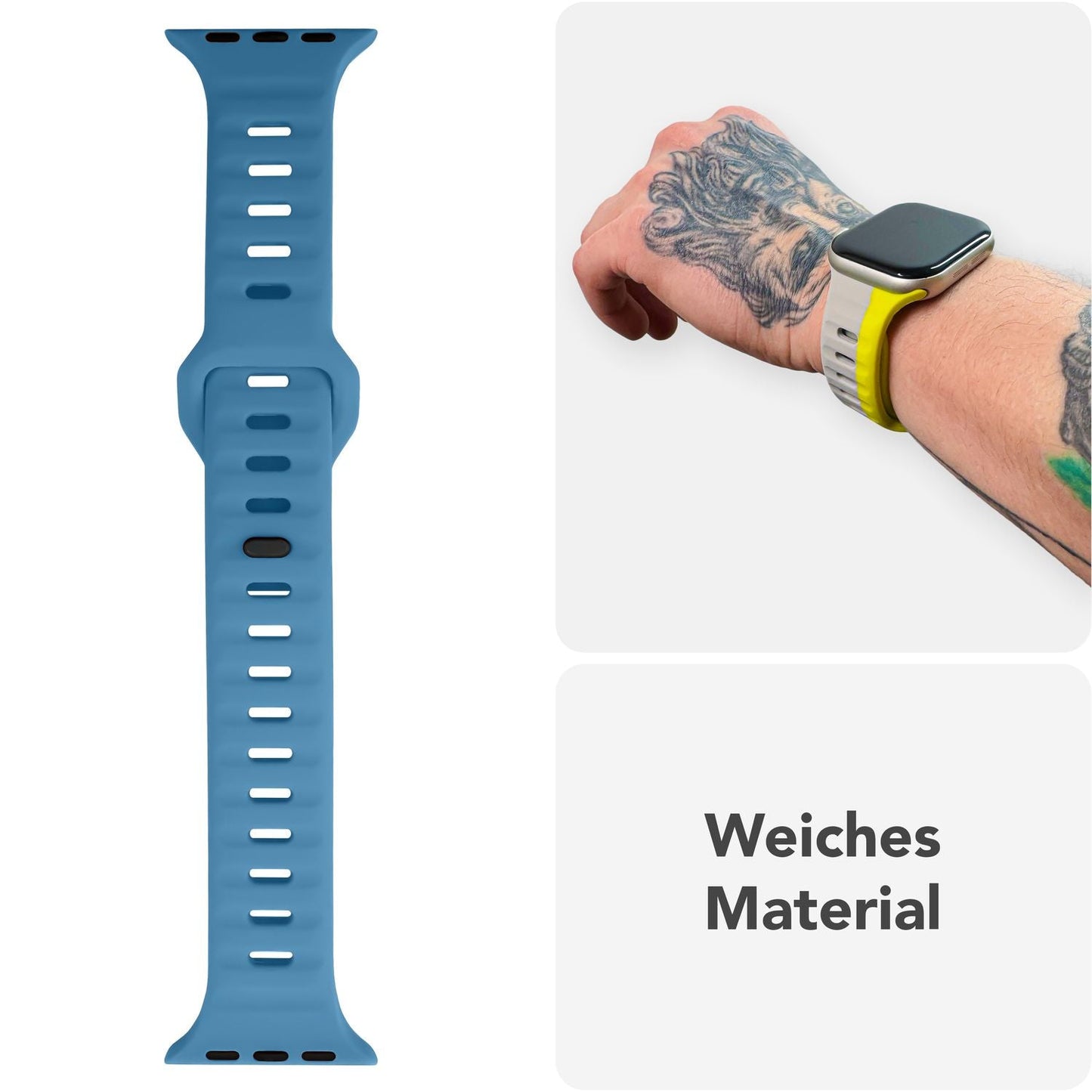 NALIA Motion Silikon Armband kompatibel mit Apple Watch Armband iWatch Series Ultra/SE 10 9 8 7 6 5 4 3 2 1, 42/44/45/46/49mm, Ersatzarmband Sportarmband Steck-Pin Verschluss