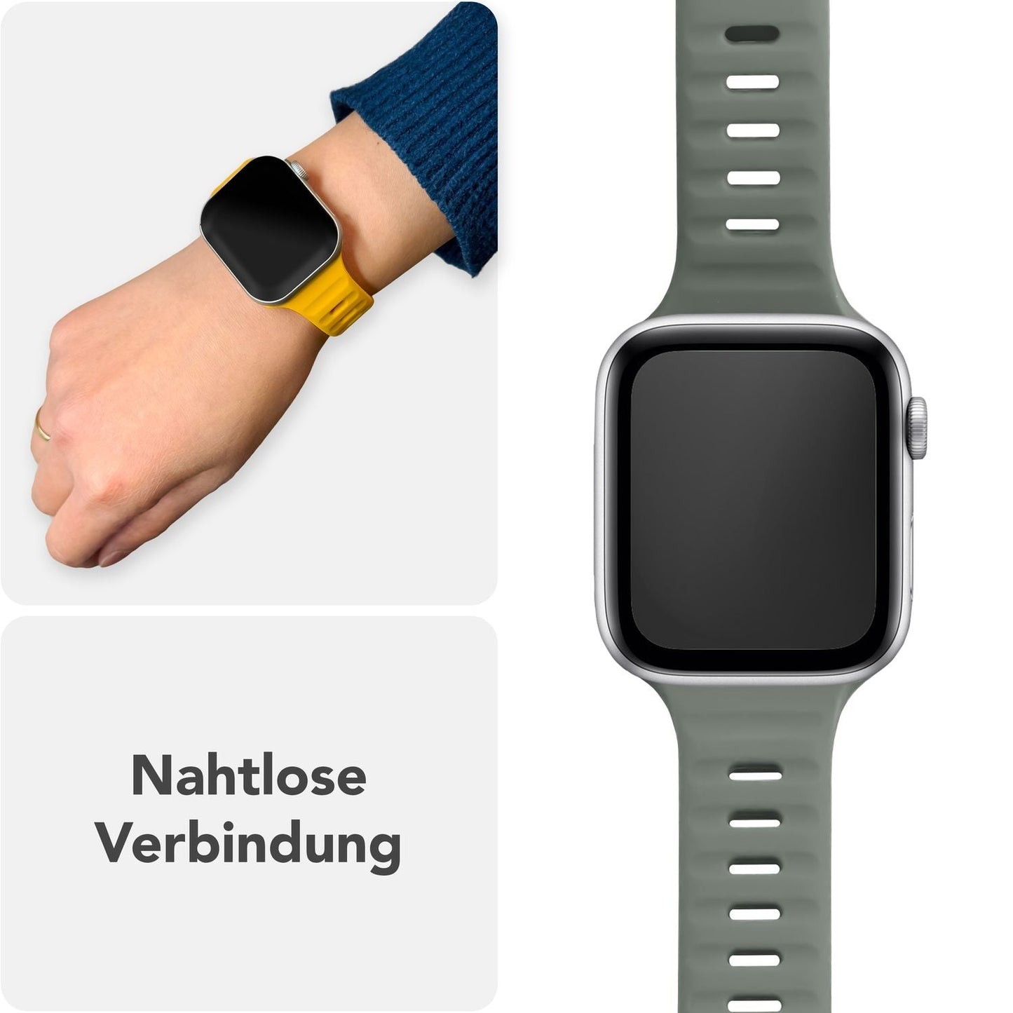 NALIA Motion Silikon Armband kompatibel mit Apple Watch Armband iWatch Series Ultra/SE 10 9 8 7 6 5 4 3 2 1, 42/44/45/46/49mm, Ersatzarmband Sportarmband Steck-Pin Verschluss