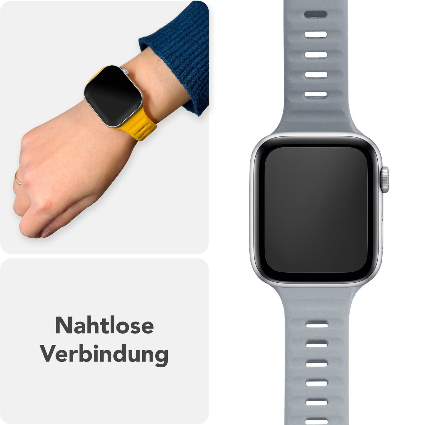 NALIA Motion Silikon Armband kompatibel mit Apple Watch Armband iWatch Series Ultra/SE 10 9 8 7 6 5 4 3 2 1, 42/44/45/46/49mm, Ersatzarmband Sportarmband Steck-Pin Verschluss