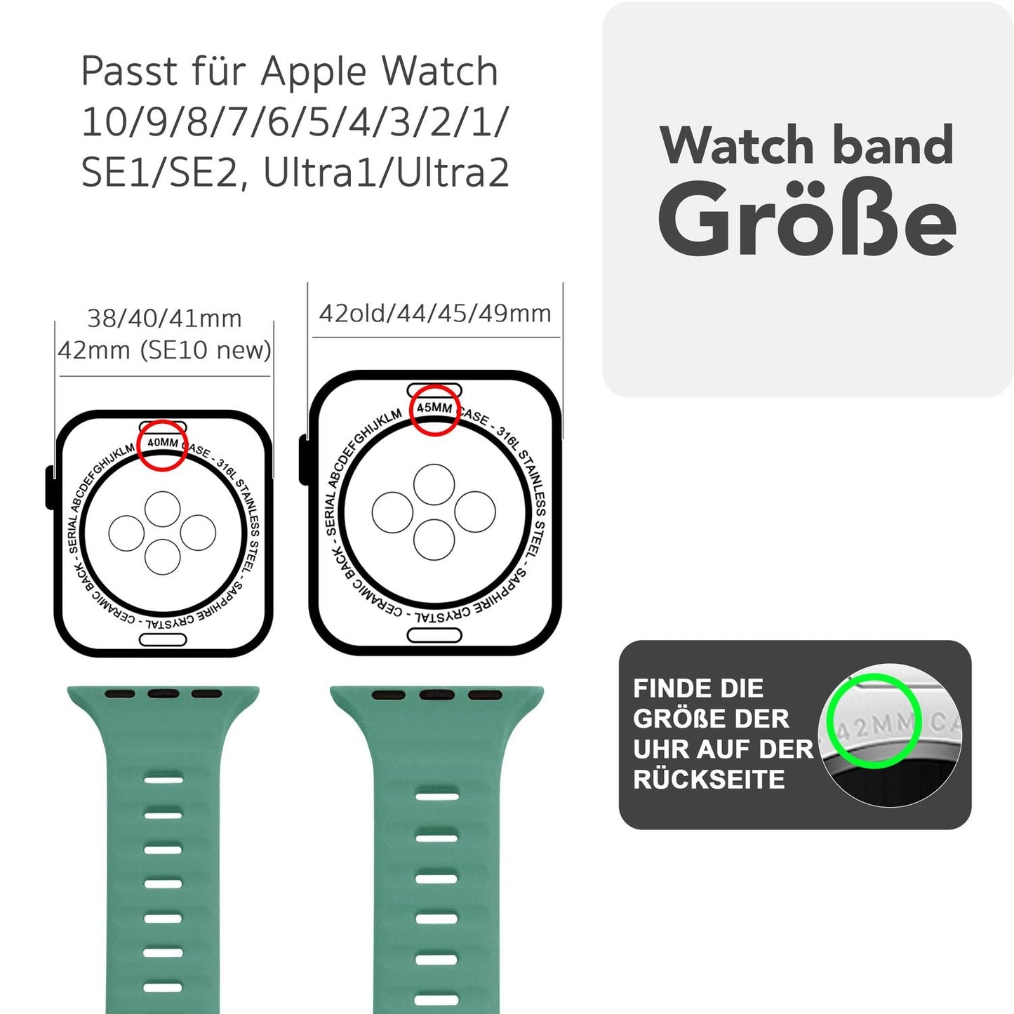 NALIA Motion Silikon Armband kompatibel mit Apple Watch Armband iWatch Series Ultra/SE 10 9 8 7 6 5 4 3 2 1, 42/44/45/46/49mm, Ersatzarmband Sportarmband Steck-Pin Verschluss
