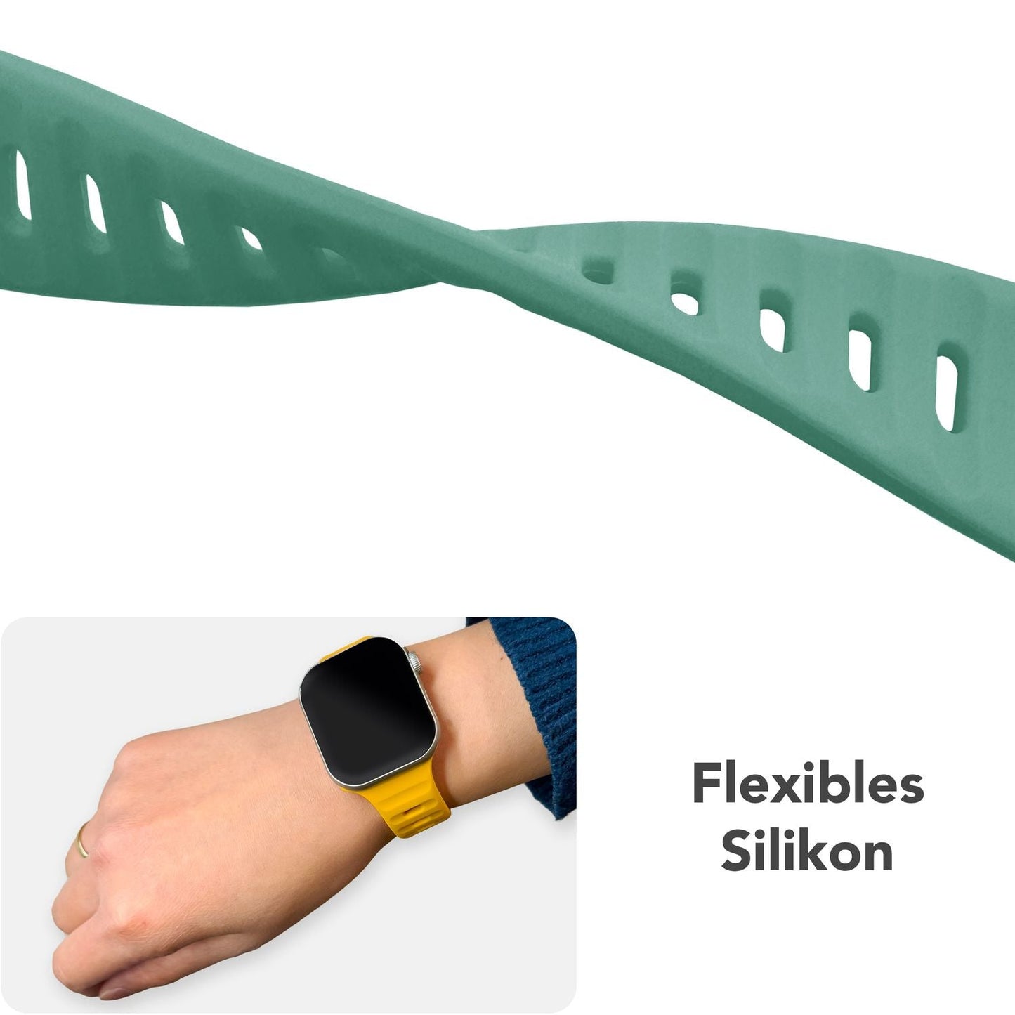 NALIA Motion Silikon Armband kompatibel mit Apple Watch Armband iWatch Series Ultra/SE 10 9 8 7 6 5 4 3 2 1, 42/44/45/46/49mm, Ersatzarmband Sportarmband Steck-Pin Verschluss