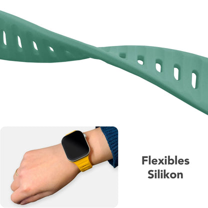 NALIA Motion Silikon Armband kompatibel mit Apple Watch Armband iWatch Series Ultra/SE 10 9 8 7 6 5 4 3 2 1, 42/44/45/46/49mm, Ersatzarmband Sportarmband Steck-Pin Verschluss