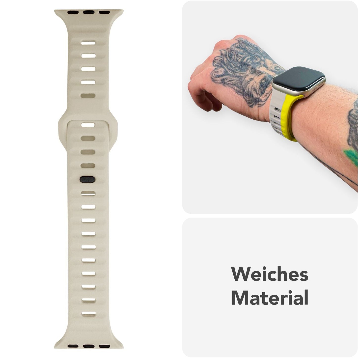 NALIA Motion Silikon Armband kompatibel mit Apple Watch Armband iWatch Series Ultra/SE 10 9 8 7 6 5 4 3 2 1, 42/44/45/46/49mm, Ersatzarmband Sportarmband Steck-Pin Verschluss