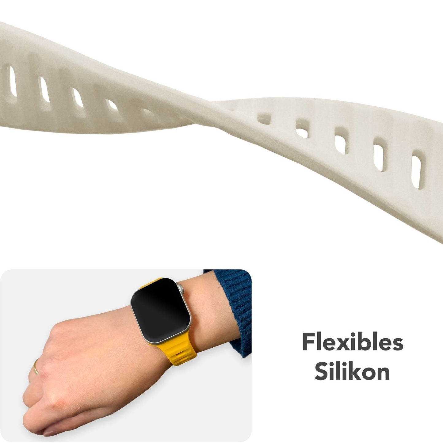 NALIA Motion Silikon Armband kompatibel mit Apple Watch Armband iWatch Series Ultra/SE 10 9 8 7 6 5 4 3 2 1, 42/44/45/46/49mm, Ersatzarmband Sportarmband Steck-Pin Verschluss