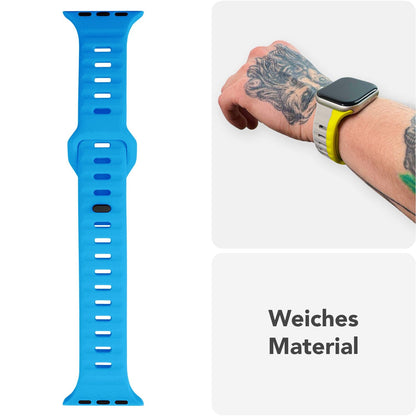 NALIA Motion Silikon Armband kompatibel mit Apple Watch Armband iWatch Series Ultra/SE 10 9 8 7 6 5 4 3 2 1, 42/44/45/46/49mm, Ersatzarmband Sportarmband Steck-Pin Verschluss