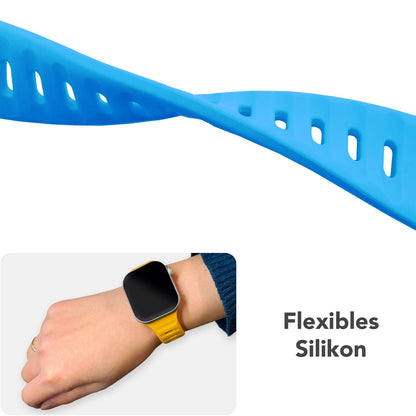 NALIA Motion Silikon Armband kompatibel mit Apple Watch Armband iWatch Series Ultra/SE 10 9 8 7 6 5 4 3 2 1, 42/44/45/46/49mm, Ersatzarmband Sportarmband Steck-Pin Verschluss
