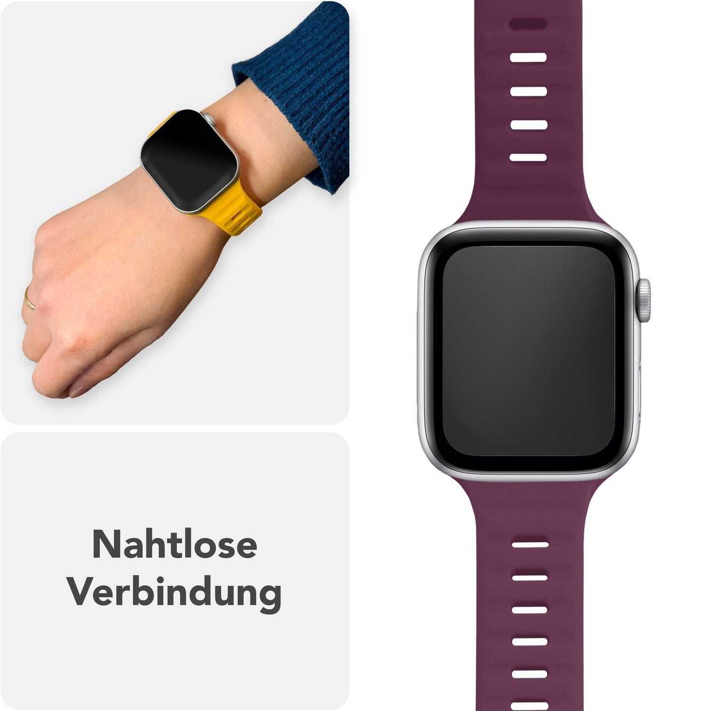 NALIA Motion Silikon Armband kompatibel mit Apple Watch Armband iWatch Series Ultra/SE 10 9 8 7 6 5 4 3 2 1, 42/44/45/46/49mm, Ersatzarmband Sportarmband Steck-Pin Verschluss