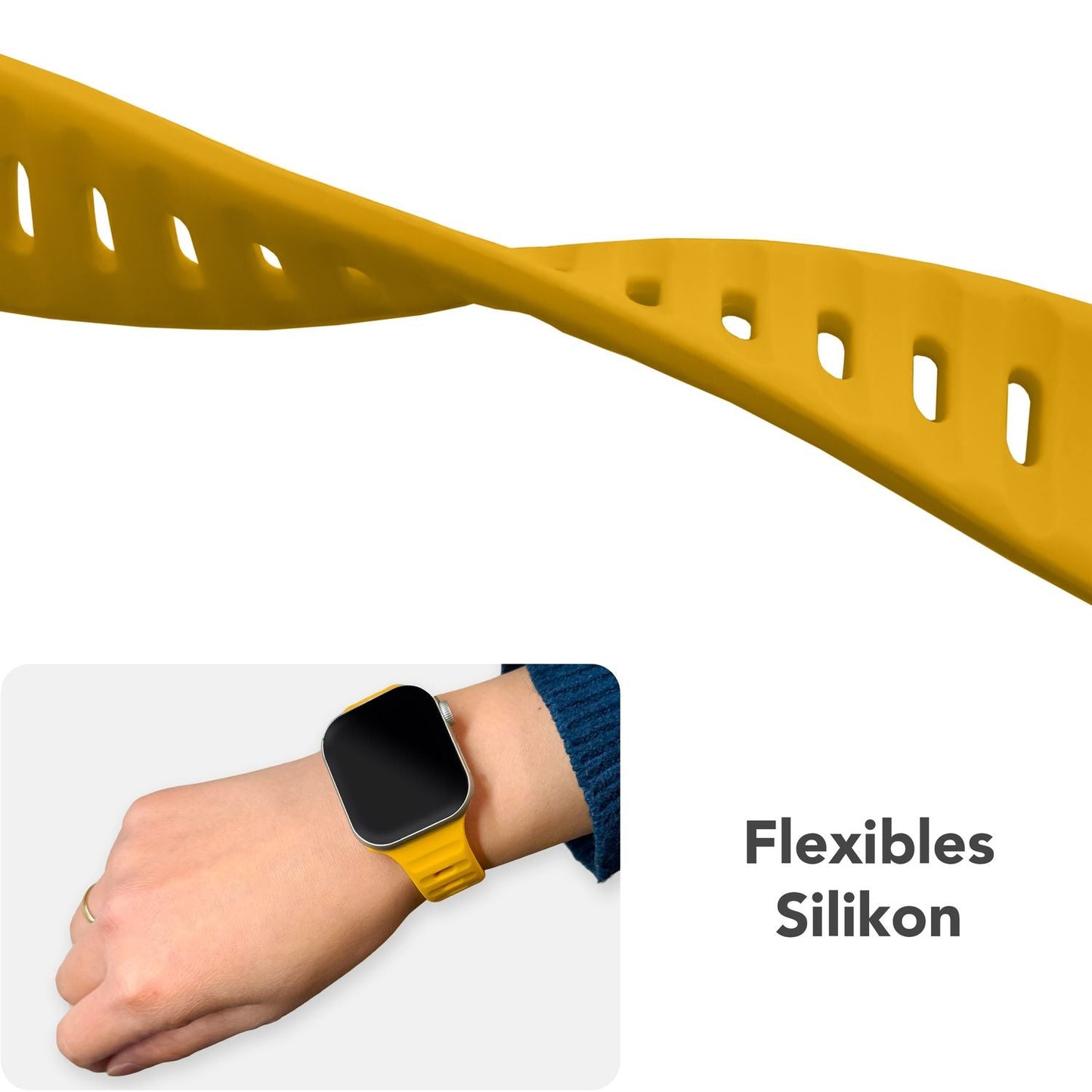 NALIA Motion Silikon Armband kompatibel mit Apple Watch Armband iWatch Series Ultra/SE 10 9 8 7 6 5 4 3 2 1, 42/44/45/46/49mm, Ersatzarmband Sportarmband Steck-Pin Verschluss