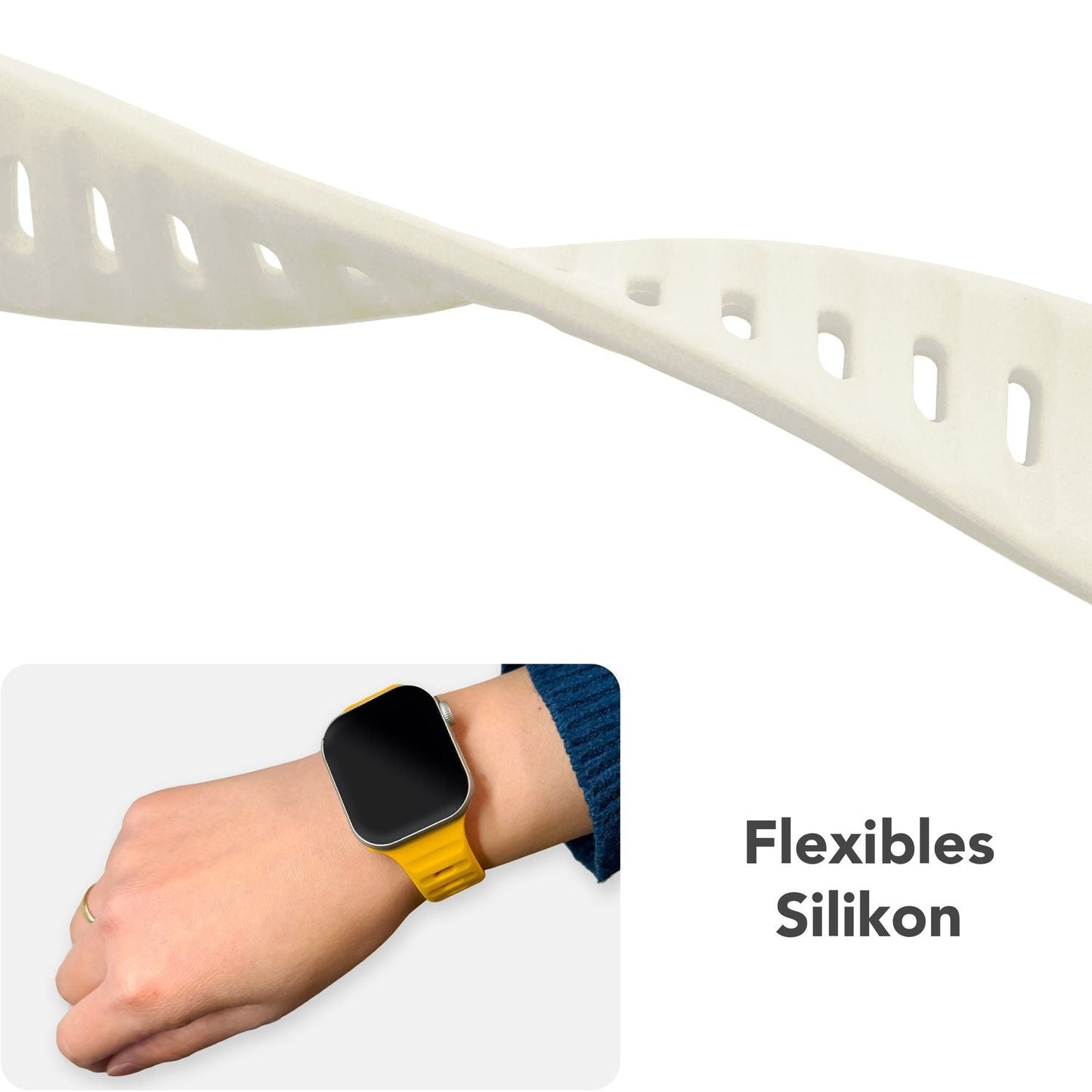 NALIA Motion Silikon Armband kompatibel mit Apple Watch Armband iWatch Series Ultra/SE 10 9 8 7 6 5 4 3 2 1, 42/44/45/46/49mm, Ersatzarmband Sportarmband Steck-Pin Verschluss