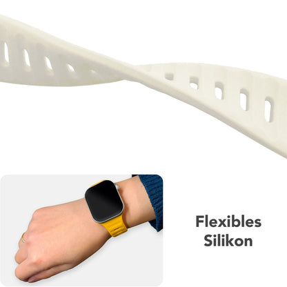 NALIA Motion Silikon Armband kompatibel mit Apple Watch Armband iWatch Series Ultra/SE 10 9 8 7 6 5 4 3 2 1, 42/44/45/46/49mm, Ersatzarmband Sportarmband Steck-Pin Verschluss