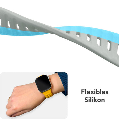 NALIA Motion Silikon Armband kompatibel mit Apple Watch Armband iWatch Series Ultra/SE 10 9 8 7 6 5 4 3 2 1, 42/44/45/46/49mm, Ersatzarmband Sportarmband Steck-Pin Verschluss