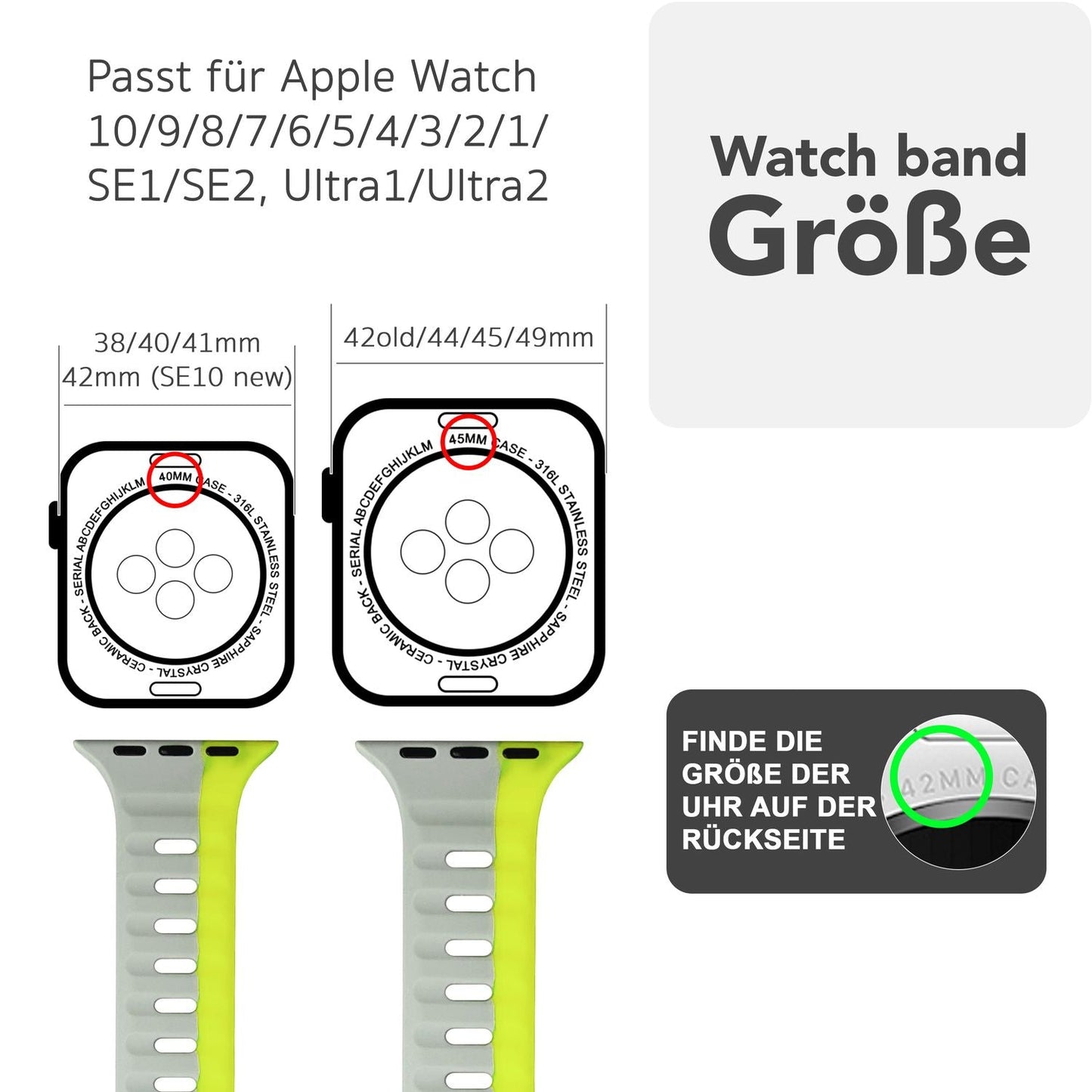 NALIA Motion Silikon Armband kompatibel mit Apple Watch Armband iWatch Series Ultra/SE 10 9 8 7 6 5 4 3 2 1, 42/44/45/46/49mm, Ersatzarmband Sportarmband Steck-Pin Verschluss