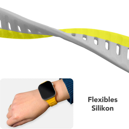 NALIA Motion Silikon Armband kompatibel mit Apple Watch Armband iWatch Series Ultra/SE 10 9 8 7 6 5 4 3 2 1, 42/44/45/46/49mm, Ersatzarmband Sportarmband Steck-Pin Verschluss