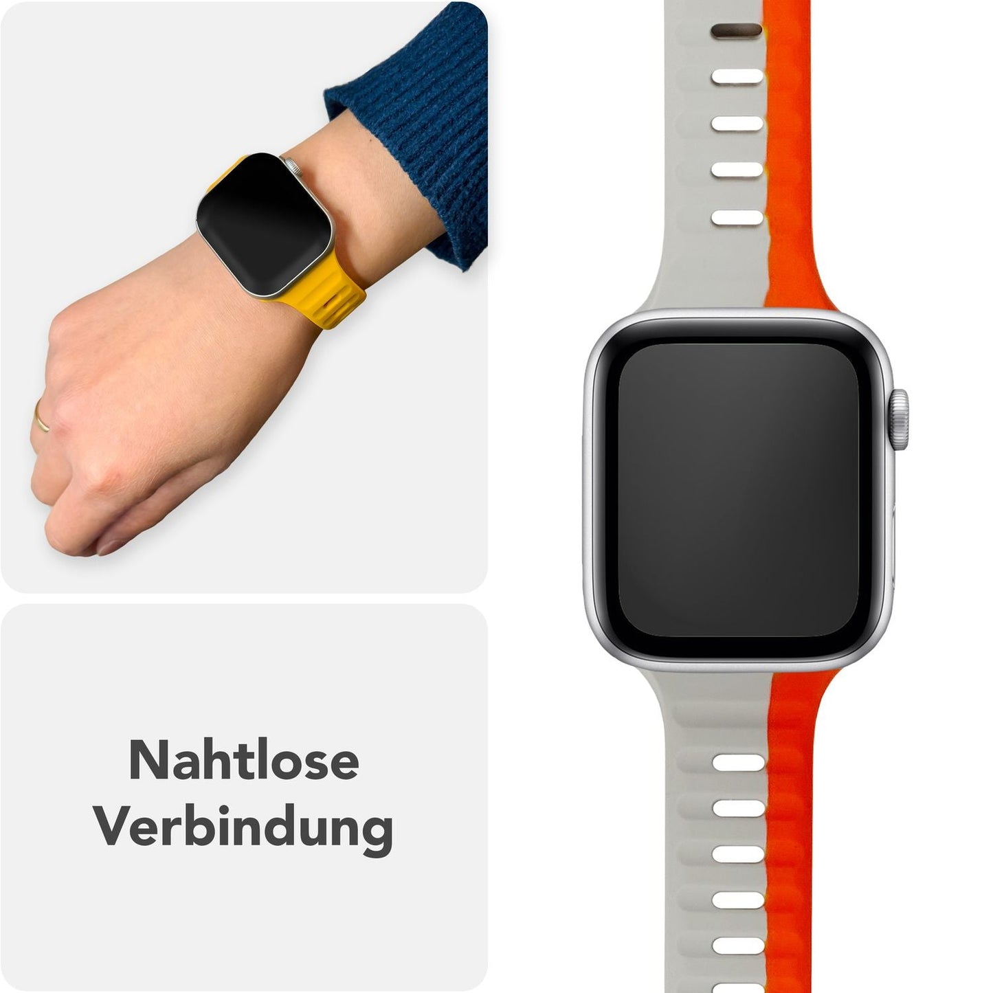 NALIA Motion Silikon Armband kompatibel mit Apple Watch Armband iWatch Series Ultra/SE 10 9 8 7 6 5 4 3 2 1, 42/44/45/46/49mm, Ersatzarmband Sportarmband Steck-Pin Verschluss