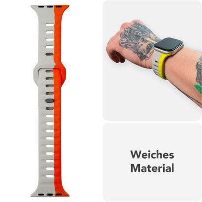 NALIA Motion Silikon Armband kompatibel mit Apple Watch Armband iWatch Series Ultra/SE 10 9 8 7 6 5 4 3 2 1, 42/44/45/46/49mm, Ersatzarmband Sportarmband Steck-Pin Verschluss