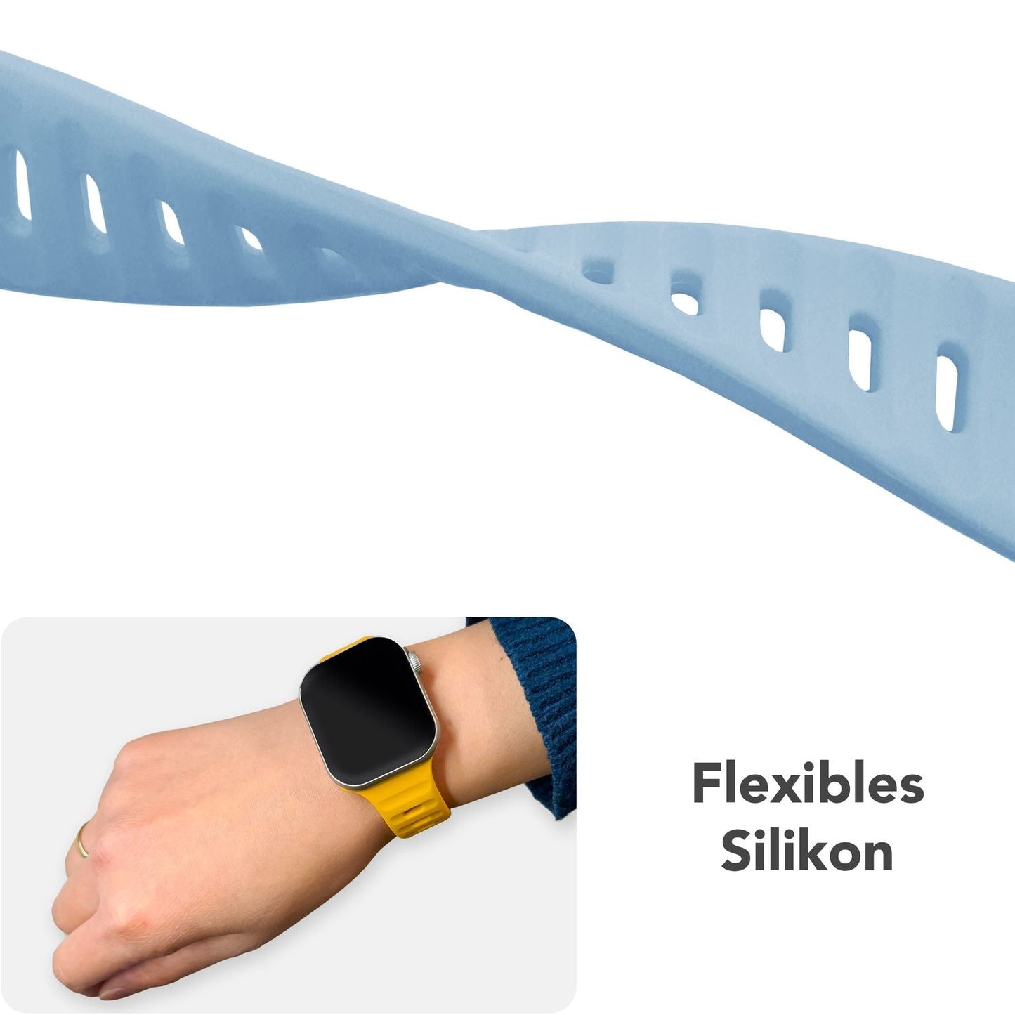 NALIA Motion Silikon Armband kompatibel mit Apple Watch Armband iWatch Series Ultra/SE 10 9 8 7 6 5 4 3 2 1, 42/44/45/46/49mm, Ersatzarmband Sportarmband Steck-Pin Verschluss