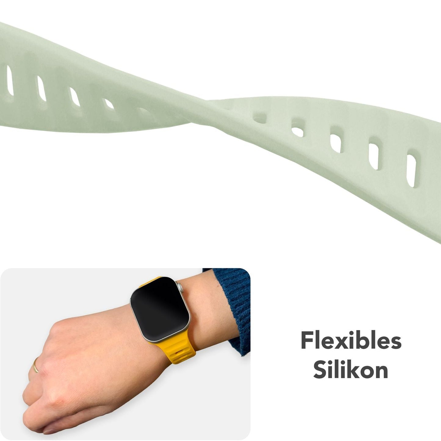 NALIA Motion Silikon Armband kompatibel mit Apple Watch Armband iWatch Series Ultra/SE 10 9 8 7 6 5 4 3 2 1, 42/44/45/46/49mm, Ersatzarmband Sportarmband Steck-Pin Verschluss