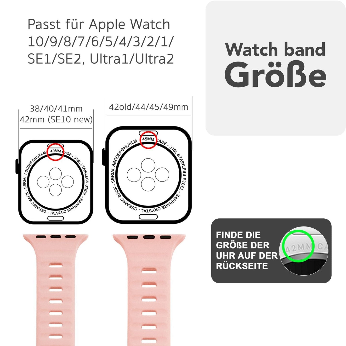 NALIA Motion Silikon Armband kompatibel mit Apple Watch Armband iWatch Series Ultra/SE 10 9 8 7 6 5 4 3 2 1, 42/44/45/46/49mm, Ersatzarmband Sportarmband Steck-Pin Verschluss