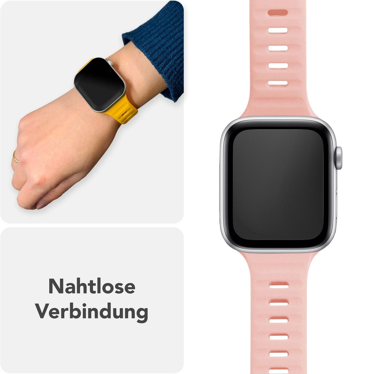 NALIA Motion Silikon Armband kompatibel mit Apple Watch Armband iWatch Series Ultra/SE 10 9 8 7 6 5 4 3 2 1, 42/44/45/46/49mm, Ersatzarmband Sportarmband Steck-Pin Verschluss