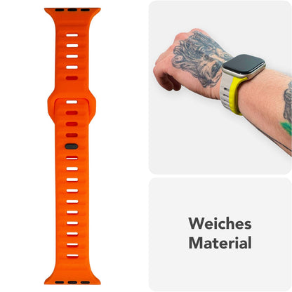 NALIA Motion Silikon Armband kompatibel mit Apple Watch Armband iWatch Series Ultra/SE 10 9 8 7 6 5 4 3 2 1, 42/44/45/46/49mm, Ersatzarmband Sportarmband Steck-Pin Verschluss