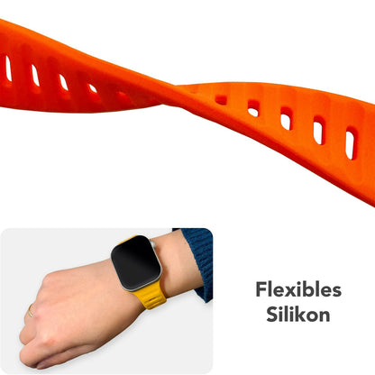 NALIA Motion Silikon Armband kompatibel mit Apple Watch Armband iWatch Series Ultra/SE 10 9 8 7 6 5 4 3 2 1, 42/44/45/46/49mm, Ersatzarmband Sportarmband Steck-Pin Verschluss