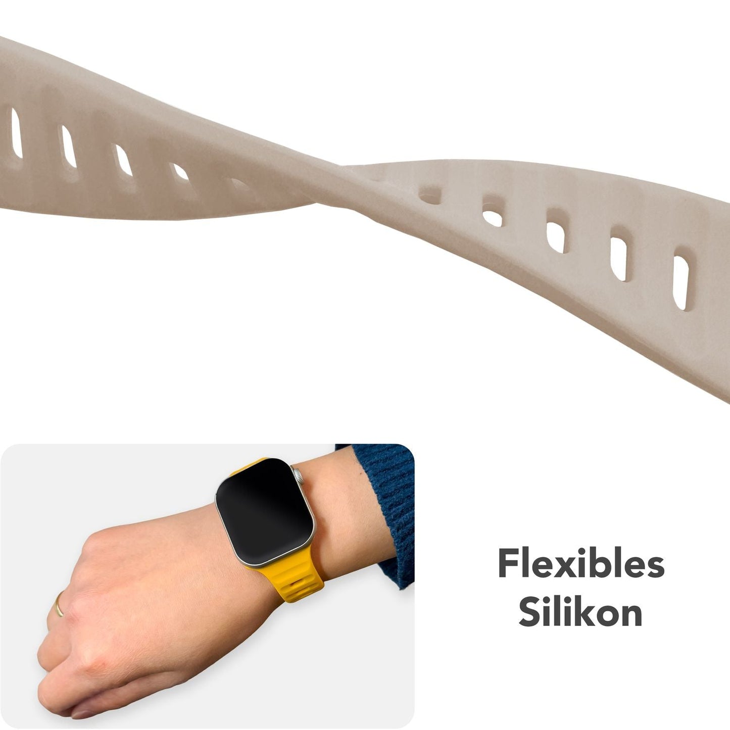 NALIA Motion Silikon Armband kompatibel mit Apple Watch Armband iWatch Series Ultra/SE 10 9 8 7 6 5 4 3 2 1, 42/44/45/46/49mm, Ersatzarmband Sportarmband Steck-Pin Verschluss