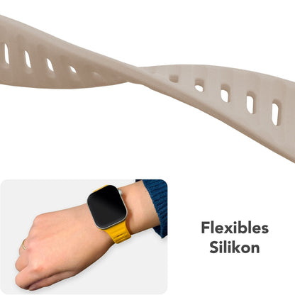 NALIA Motion Silikon Armband kompatibel mit Apple Watch Armband iWatch Series Ultra/SE 10 9 8 7 6 5 4 3 2 1, 42/44/45/46/49mm, Ersatzarmband Sportarmband Steck-Pin Verschluss