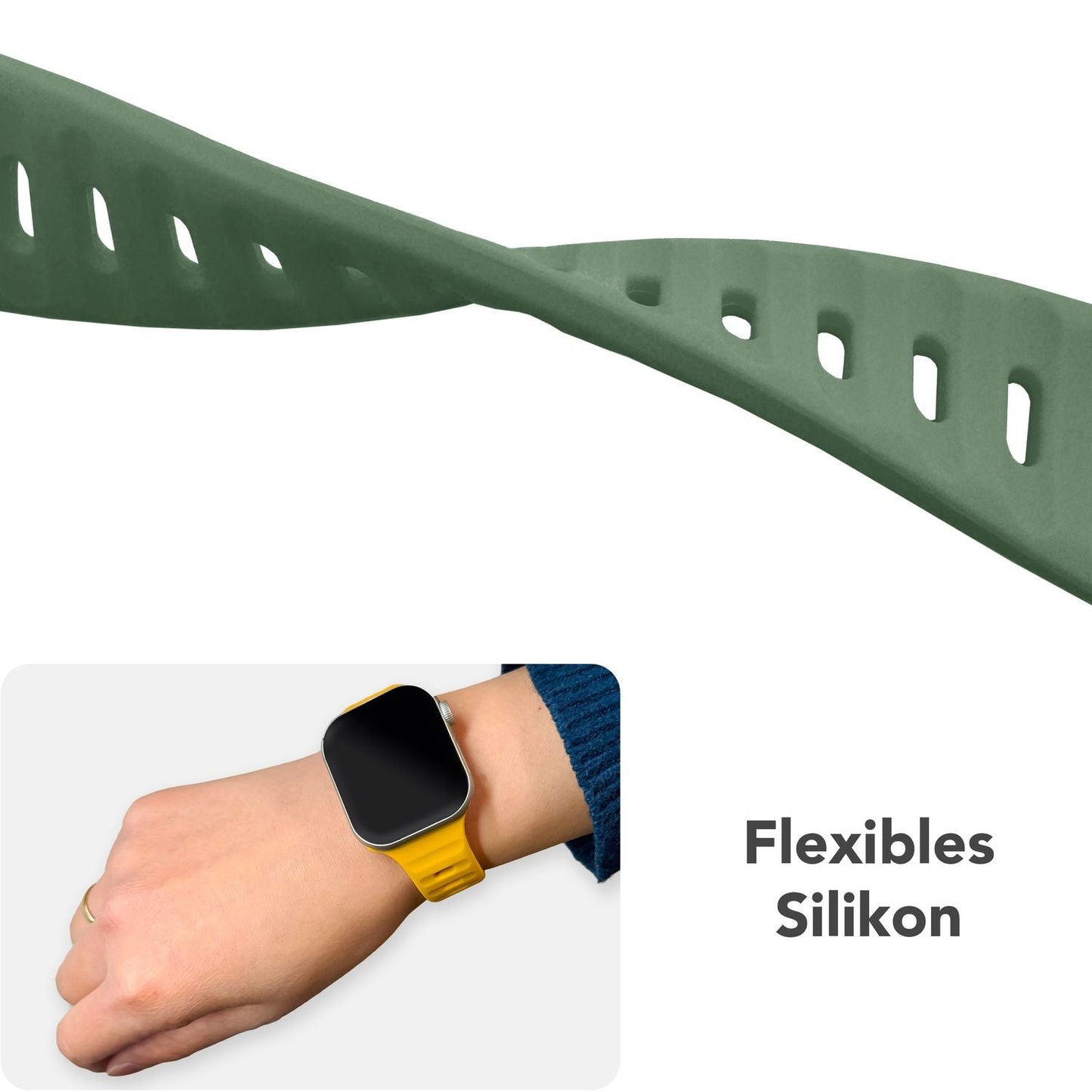 NALIA Motion Silikon Armband kompatibel mit Apple Watch Armband iWatch Series Ultra/SE 10 9 8 7 6 5 4 3 2 1, 42/44/45/46/49mm, Ersatzarmband Sportarmband Steck-Pin Verschluss