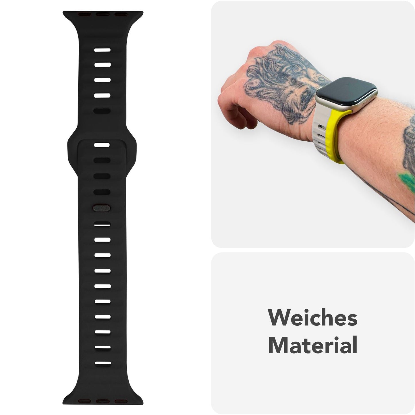 NALIA Motion Silikon Armband kompatibel mit Apple Watch Armband iWatch Series Ultra/SE 10 9 8 7 6 5 4 3 2 1, 42/44/45/46/49mm, Ersatzarmband Sportarmband Steck-Pin Verschluss