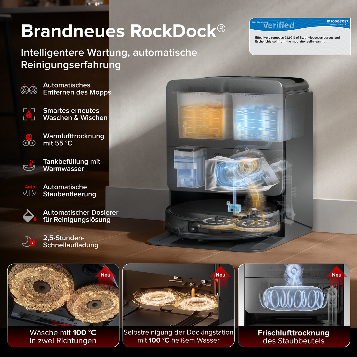 Roborock Saros 20 – AdaptiLift™ Chassis 3.0 für die reibungslose Überwindung von Schwellen, mit einer Saugkraft von 36.000 Pa