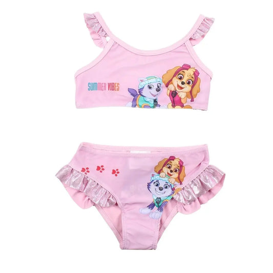 Rosa Disney girls Paw Patrol zweiteiliger badeanzug mit rüschen und metallischem glanz für kinder